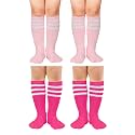 Zando 4 Pairs Kids Soccer Socks Athletic Youth Boys Girls Knee High Socks