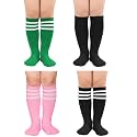 Zando 4 Pairs Kids Soccer Socks Athletic Youth Boys Girls Knee High Socks