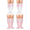 Zando 4 Pairs Kids Soccer Socks Athletic Youth Boys Girls Knee High Socks