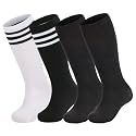 Zando 4 Pairs Kids Soccer Socks Athletic Youth Boys Girls Knee High Socks