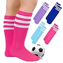 Zando 4 Pairs Kids Soccer Socks Athletic Youth Boys Girls Knee High Socks