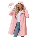 Zando Long Packable Rain Jacket Women Waterproof Raincoat with Hood