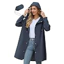 Zando Long Packable Rain Jacket Women Waterproof Raincoat with Hood