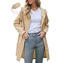 Zando Long Packable Rain Jacket Women Waterproof Raincoat with Hood