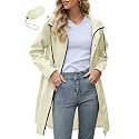 Zando Long Packable Rain Jacket Women Waterproof Raincoat with Hood