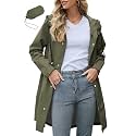 Zando Long Packable Rain Jacket Women Waterproof Raincoat with Hood