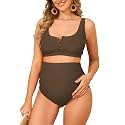 Zando Maternity Swimsuit 2 Piece High Waist Bikini Bathing Suits for Women