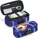 Zannaki Cool Soccer Pencil Pouch with Lock for Boys, Large Capacity Pencil Case with Handle, Special School Supplies Gifts Cute Zipper Pencil Box Soft Pen Storage Bag Organizer for Kids Teens