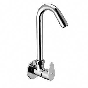 zap pluto light chrome wall mount sink cock for kitchen and wash basin  brass wall mounted tap for kitchen sink and utility area  modern water tap with smooth flow