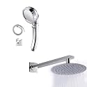 ZAP Combo | Circular Overhead Shower with Rod (304 SS Polished) | Exotic Series Handheld Shower with 3 Spray Modes + Pause | Hose Pipe &amp; Wall Hook | Leak-Proof | Chrome Finish