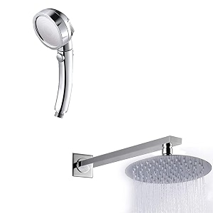 zap combo hexa circular overhead shower with rod 304 stainless steel polished exotic series handheld shower  3 spray modes  pause button  flexible hose amp wall hook  chrome finish