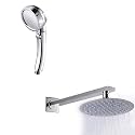 ZAP Combo Hexa| Circular Overhead Shower with Rod (304 Stainless Steel Polished) Exotic Series Handheld Shower | 3 Spray Modes + Pause Button | Flexible Hose &amp; Wall Hook | Chrome Finish