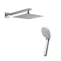 ZAP Combo | Hexa Ultra Square 304 Stainless Steel Overhead Shower with Rod | SS 304 ABS Silicone Hand Shower | High-Pressure Rain Shower | Leak-Proof | Chrome Finish