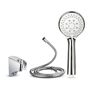 zap delta 5 function hand shower with 15m hose pipe amp wall bracket  high pressure handheld shower head  abs body with chrome finish  multi spray bathroom shower set