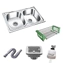ZAP Quiet Design Double Bowl Kitchen Sink – 45x20 cm Chrome Finish with R-Angle Corners, Thick Soundproof Padding, Easy Filter Drainage System | Modern Stainless Steel Sink for Modular Kitchens