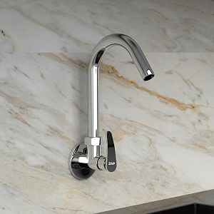 zap stainless steel brass chrome kitchen sink tap  wall flange 7 year warranty  sink cock tap for kitchen sink basin with 360 swivel spout  tap for kitchen sink taps arrow silver