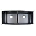 ZAP Double Bowl Kitchen Sink – 45x20 cm Black Finish Stainless Steel Sink with Dual Water Aerator, Fruit Basket, Drainer Basket, Waste Coupling &amp; Pipe | Zero Radius Corners | Smooth Drainage