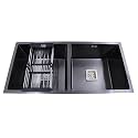 ZAP Single Bowl Black Kitchen Sink – 37x18 cm Stainless Steel Sink with Dual Water Aerator, Sink Drainer Basket, Waste Pipe & Steel Waste Coupling | Smooth Drainage, Noise Reduction Pads |