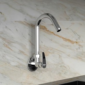 zap stainless steel brass chrome kitchen sink tap  wall flange 7 year warranty  sink cock tap for kitchen sink basin with 360 swivel spout  tap for kitchen sink taps arrow silver