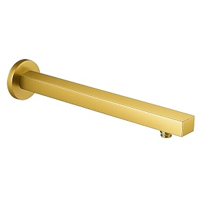 zap 15 inch shower arm for overhead shower head  premium stainless steel wall mounted shower rod  luxury gold finish  rust resistant heavy duty shower extension arm for rainfall shower heads