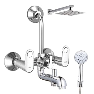 zap overhead shower with rod  abs silicone hand shower  flexible hose pipe  wall hook  high pressure rain shower  rust-free stainless steel finish