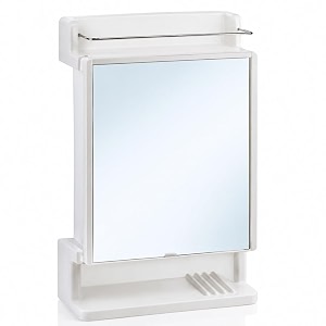 zap bathroom mirror cabinet  wall mounted organizer  white plastic storage unit  premium compact shelf  multi utility mirror
