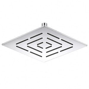 zap 6-inch square overhead rain shower  high-grade 304 stainless steel ultra-thin shower head  wide rainfall spray for bathroom  wall or ceiling mount compatible mirror chrome finish