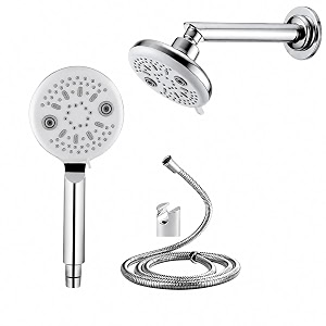 zap ultra sh 1387 overhead amp hand shower combo  dual shower head system with multi spray settings  high pressure rain shower set  chrome finish  easy installation