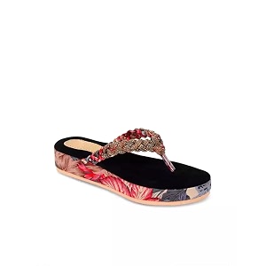 ZAPATOZ Womens Floral Platform Sandals with Braided