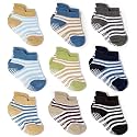Zaples Baby Non Slip Grip Ankle Socks with Non Skid Soles for Infants Toddlers Kids Boys Girls
