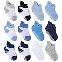 Zaples Baby Non Slip Grip Ankle Socks with Non Skid Soles for Infants Toddlers Kids Boys Girls