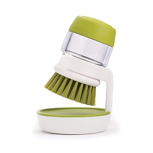 zapsol cleaning brush with soap dispenser for kitchen sink - refillable dish washing brush with liquid storage amp stand multipurpose scrubber for utensils pots amp pans