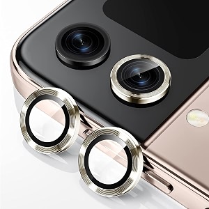 zarala1set-2 pack gold camera lens protector designed for samsung galaxy z flip 5 5g tempered glass  circle ring  case friendly  ultra-thin  scratch resistant