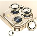 ZARALA [3+1 for iPhone 15 Pro Max/iPhone 15 Pro Camera Lens Protector, 9H Tempered Glass [Anti Scrach] [Ultra HD] Metal Ring Camera Screen Protector Cover,Gold