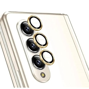 zarala 3 pack camera lens protector for samsung galaxy z fold 5 5g tempered glassnight shooting modemetal material ringhd clairity-gold