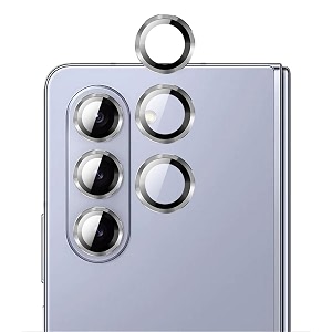 zarala 3 pack camera lens protector for samsung galaxy z fold 5 5g tempered glassnight shooting modemetal material ringhd clairity-silver