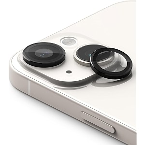 zarala aluminium alloy 3d camera lens protector compatible for iphone 15  iphone 15 plus anti-scratch premium tempered glass film aluminium alloy 3d lens ring cover - black
