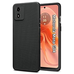 zarala back cover case for motorola moto g04  slim amp lightweight  ultra-premium design  camera protection bump  fabric texture back case cover for moto g04 5g pc amp tpu black
