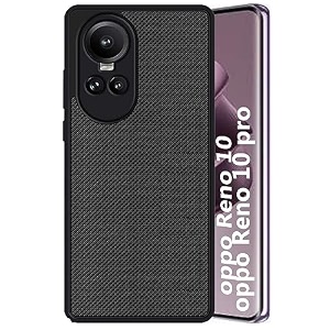 zarala back cover case for oppo reno 10  reno 10 pro 5g  slim amp lightweight  ultra-premium design  camera protection bump  fabric texture case cover polycarbonate  black