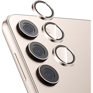 zarala camera lens frame glass compatible with samsung galaxy s24 fe 5g tempered glass aluminum alloy frame individual camera lens protector cover samsung galaxy s25 gold