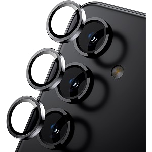 zarala camera lens frame glass compatible with samsung galaxy s24 fe 5g tempered glass aluminum alloy frame individual camera lens protector cover samsung galaxy s25 black