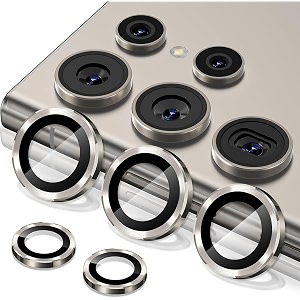 zarala camera lens frame glass compatible with samsung galaxy s24 fe 5g tempered glass aluminum alloy frame individual camera lens protector cover samsung galaxy s25 ultra 5g gold