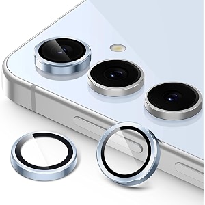 zarala camera lens frame glass compatible with samsung galaxy s24 fe 5g tempered glass aluminum alloy frame individual camera lens protector cover samsung galaxy s24 fe 5g sera blue