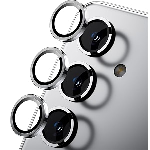 zarala camera lens frame glass compatible with samsung galaxy s24 fe 5g tempered glass aluminum alloy frame individual camera lens protector cover samsung galaxy s25 silver