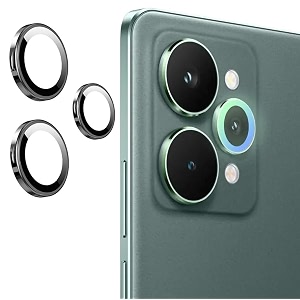 zarala camera lens frame glass compatible with realme 15 pro 5g tempered glass aluminum alloy frame individual camera lens protector cover 15 pro 5g black