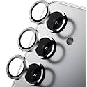 ZARALA Camera Lens Frame Glass Compatible with Samsung Galaxy S24 FE 5G Tempered Glass Aluminum Alloy Frame Individual Camera Lens Protector Cover (Samsung Galaxy S25 Plus, Silver)