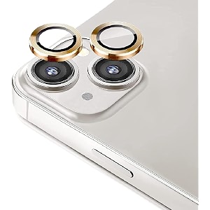 zarala camera lens protector compatible for iphone 15 61-inch and iphone 15 plus 67-inch 9h tempered glass aluminum alloy metal individual ring cover hd clear bubble free protection gold