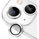 ZARALA Camera Lens Protector Compatible for iPhone 15 / iPhone 15 Plus, [Anti-Scratch] Premium Tempered Glass Film Aluminum Alloy Lens Ring Cover - Silver