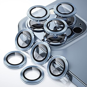 zarala camera lens protector for iphone 15 pro  15 pro max 9h tempered glass back film aluminum alloy original lens protective ring cover sierra blue
