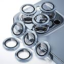 ZARALA Camera Lens Protector for iPhone 15 Pro / 15 Pro Max, 9H Tempered Glass Back Film, Aluminum Alloy Original Lens Protective Ring Cover, Sierra Blue